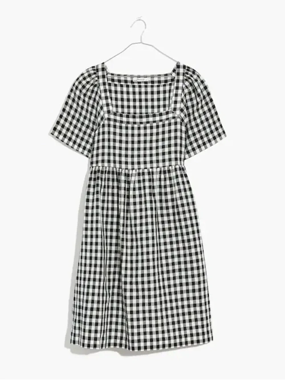 Madewell Allie Linen Blend Black & White Gingham Check Dress Sz S - Picture 2 of 7